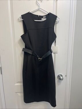 Calvin Klein Black Sleeveless Midi Dress with Slim Belt
